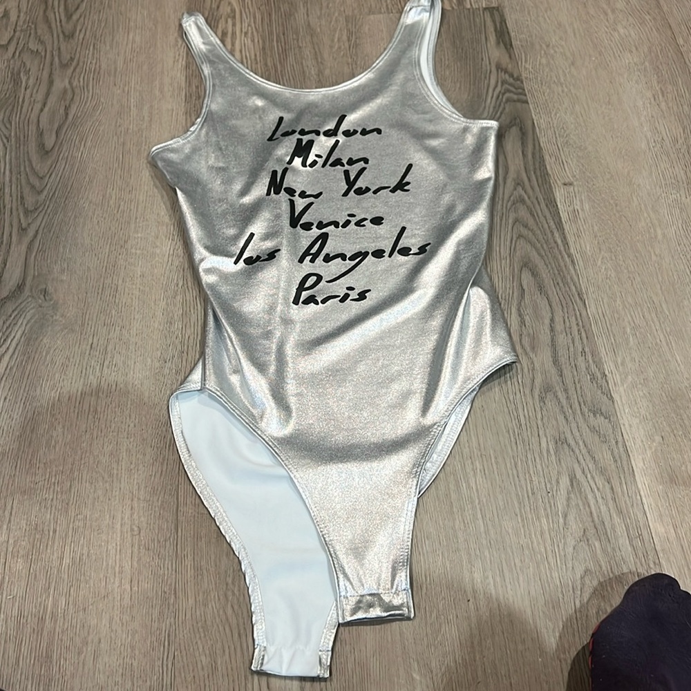 Silver body suit small